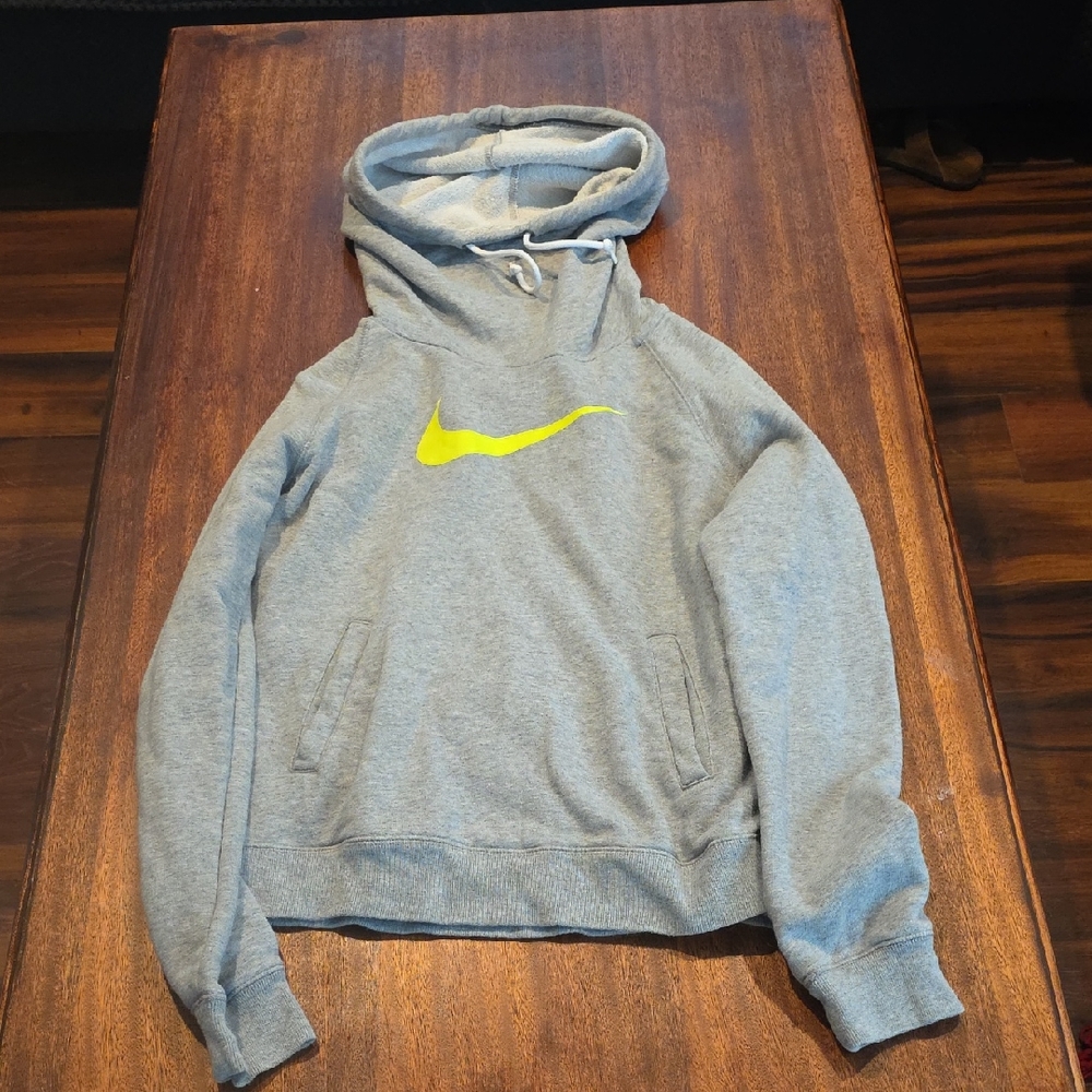 Nike Gray Hoodie with Yellow Swoosh
